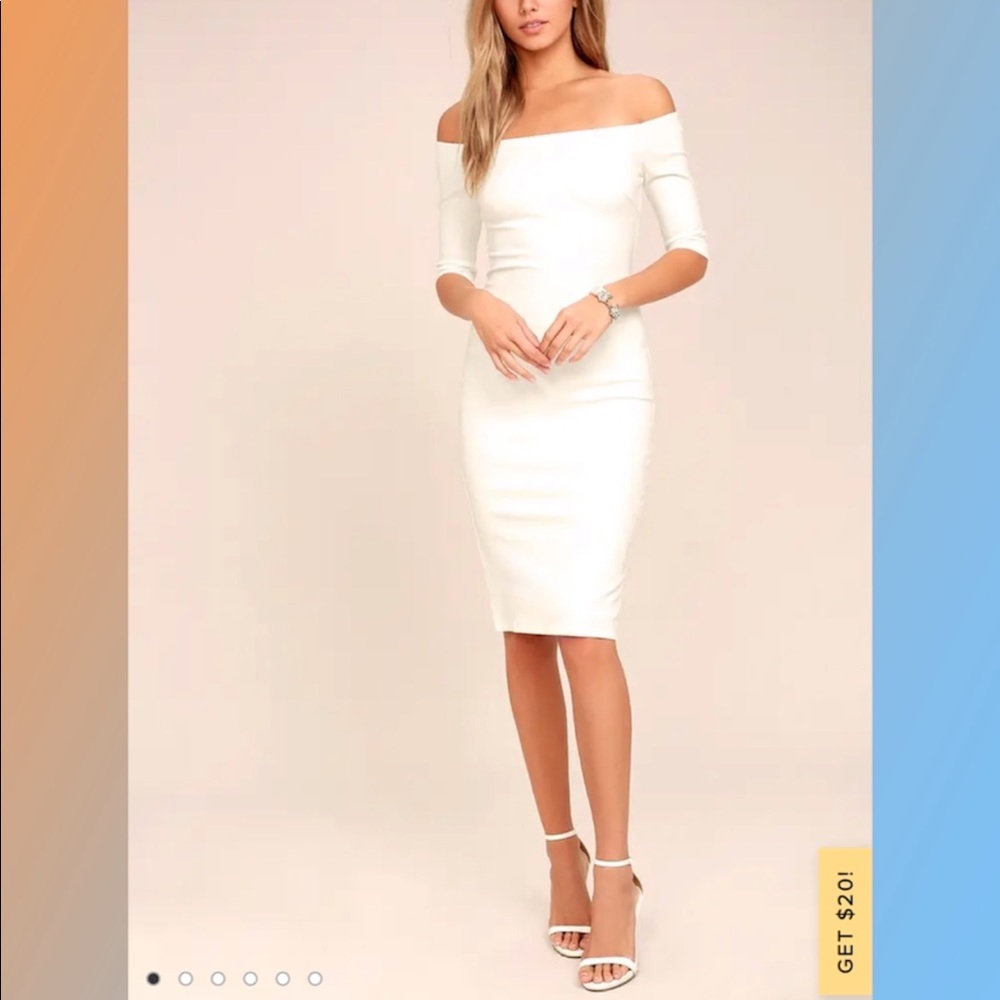 Lulus Girl Can't Help It Off-the-Shoulder Midi
